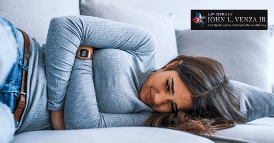 Woman upset on couch