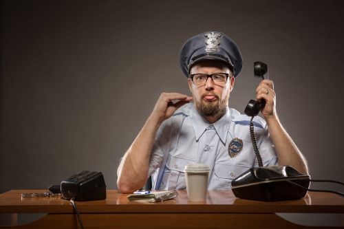 police officer at desk